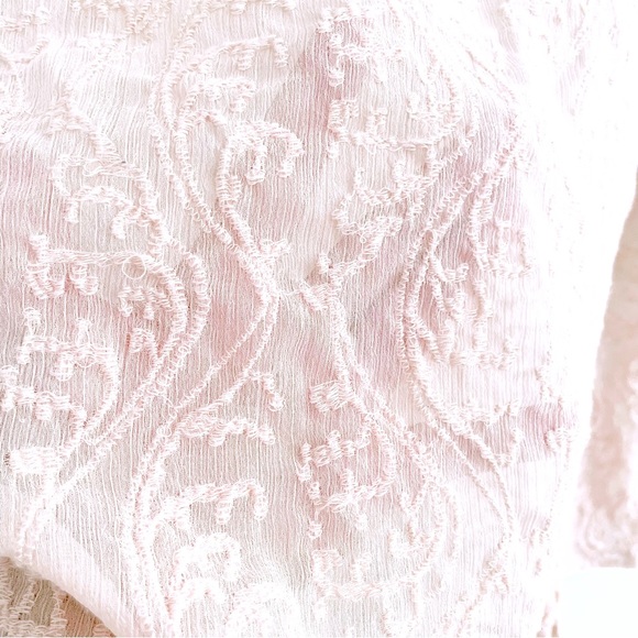 LOFT Embroidered Blouse with Long Sleeves for Layering Party Outfits Ballet Pink - Picture 4 of 6